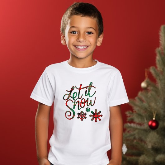 Lass es Karierten Weihnachtsjunge T - Shirt schnei