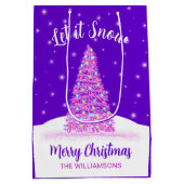 Lass es Lila Weihnachtsbaumurlaub schneien Mittlere Geschenktüte (Rückseite)
