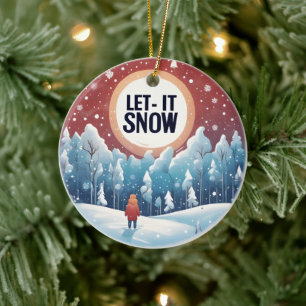 Lass es mit einer schönen Vintage-Landschaft schne Keramik Ornament