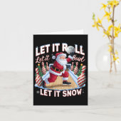 Lass es Roll Lass Bowl Santa Weihnacht Bowling Karte (Gelbe Blume)