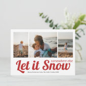 Lass es Schnee 3 Foto Collage Weihnachten Karte (Stehend Vorderseite)