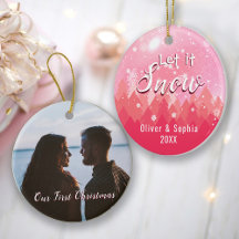 Lass es Schnee Erste Weihnachtsfeier Foto Pink