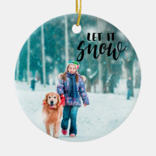 Lass es Schnee Frohe Weihnachts-Foto Keramik Ornament