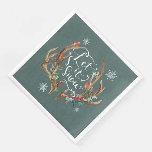 Lass es Schnee/Hirschgefechte mit Blume Serviette (Ecke)