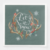 Lass es Schnee/Hirschgefechte mit Blume Serviette (Vorderseite)