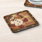 Lass es Schnee Holiday Snowman | Weihnachten Getränkeuntersetzer (Linke Seite)