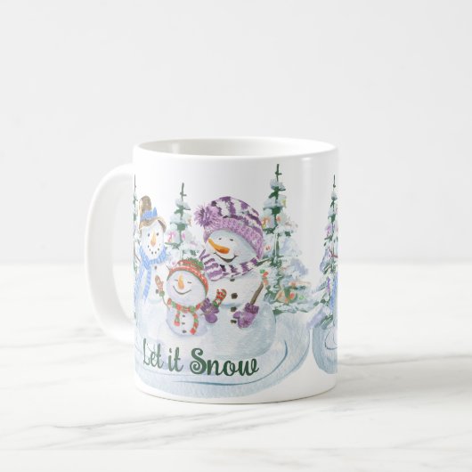Lass es Schnee Niedlich Snowman Personalisiert Wei Kaffeetasse (Vorderseite Links)
