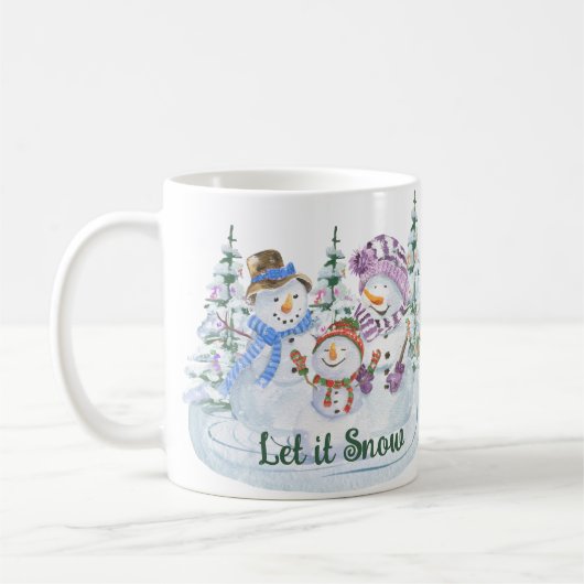 Lass es Schnee Niedlich Snowman Personalisiert Wei Kaffeetasse (Links)
