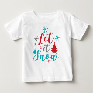 Lass es Schnee, Schneeflocken, Bäume, Weihnachten, Baby T-shirt