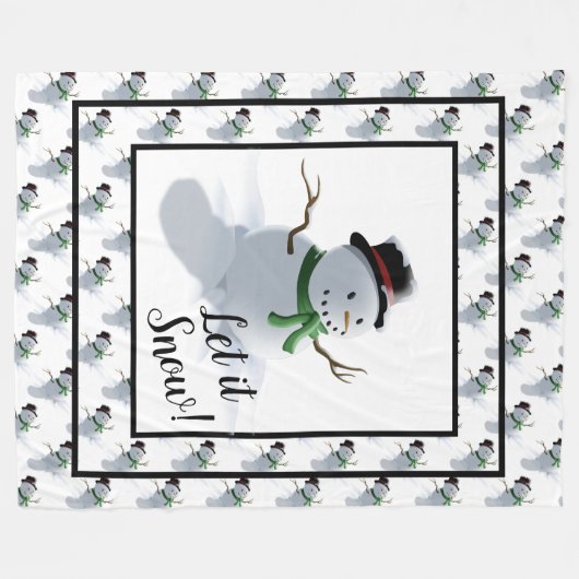 Lass es Schnee Snowman Fleecedecke (Vorderseite (Horizontal))
