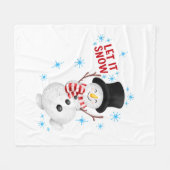 Lass es Schnee Snowman Fleecedecke (Vorderseite (Horizontal))
