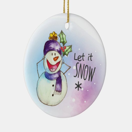 Lass es Schnee Snowman Keramik Ornament (Rechts)