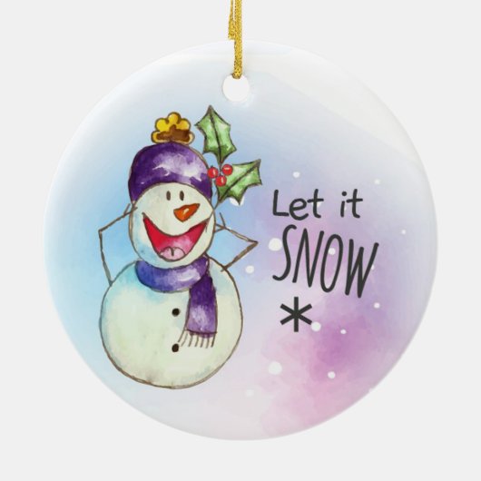 Lass es Schnee Snowman Keramik Ornament (Hinten)