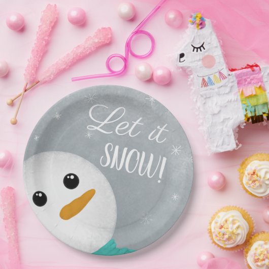 Lass es Schnee Snowman Pappteller (Party)