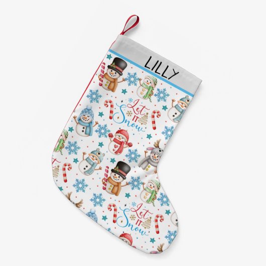 Lass es Schnee Snowman Pattern Weihnachten Kleiner Weihnachtsstrumpf (Vorderansicht (hängend))