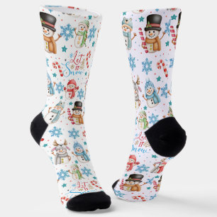 Lass es Schnee Snowman Pattern Weihnachten Socken