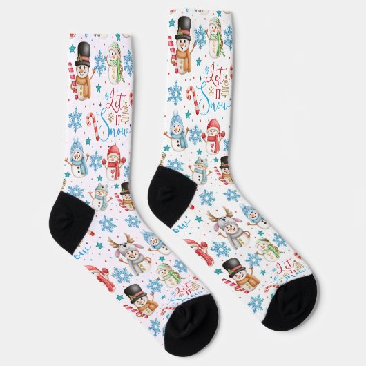 Lass es Schnee Snowman Pattern Weihnachten Socken (Rechts)