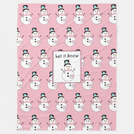 Lass es Schnee Snowman Pink Weihnachts Fleece Blan