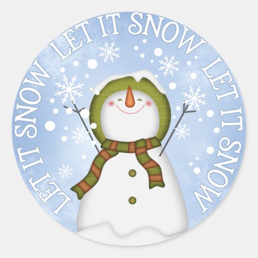Lass es Schnee Snowman Runder Aufkleber (Vorderseite)