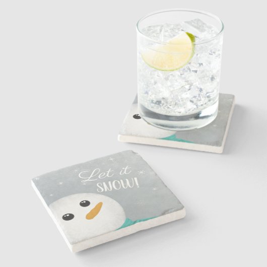 Lass es Schnee Snowman Steinuntersetzer (Seitenansicht)