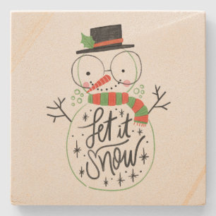 Lass es Schnee Snowman Steinuntersetzer