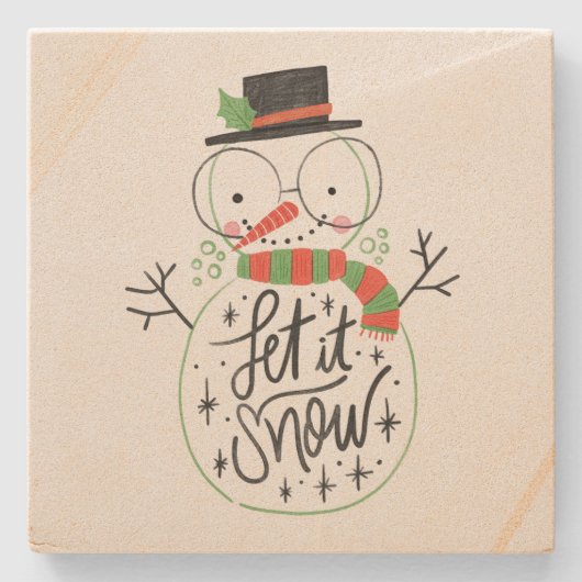 Lass es Schnee Snowman Steinuntersetzer (Vorderseite)