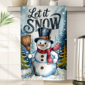 Lass es Schnee Snowman Weihnachten Geschirrtuch