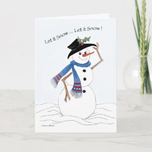 Lass es Schnee Snowman Weihnachtskarte Feiertagskarte