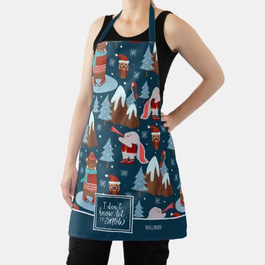 Lass es Schnee Süße Tier Name Blue Kitchen Schürze (InSitu)