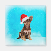 Lass es Schnee Weihnachten Chihuahua Hund tragen H Magnet (Vorne)