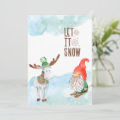 Lass es Schnee Weihnachten Gnome und Elch (Stehend Vorderseite)