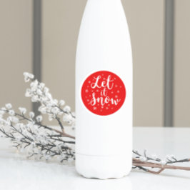 Lass es Schnee Weihnachten Rote weiße Schneeflocke Runder Aufkleber