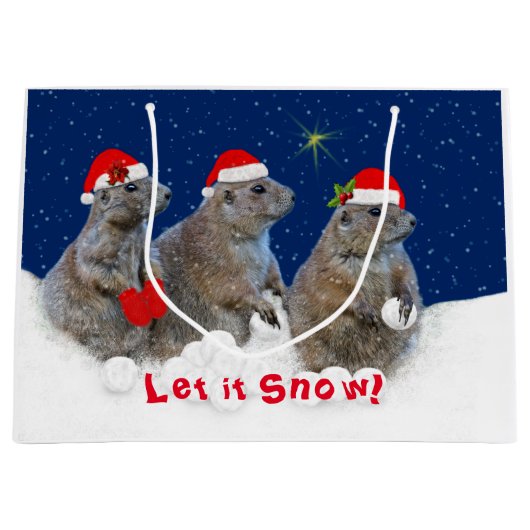 Lass es Schnee Weihnachtsgeschenk Tasche Große Geschenktüte (Vorderseite)