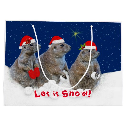 Lass es Schnee Weihnachtsgeschenk Tasche Große Geschenktüte (Rückseite)