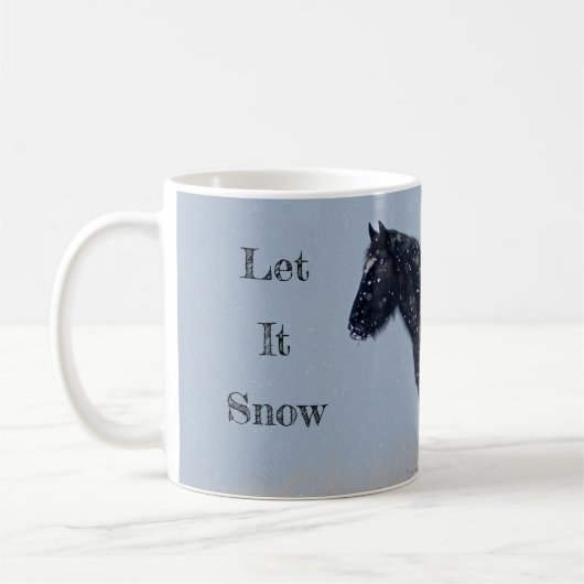 Lass es Schnee Wild Mustang Weihnachten Kaffeetasse (Links)