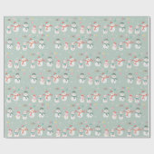 Lass es Schneemänner auf Grün schneebedecken Geschenkpapier (Flach)