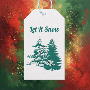 Lass es schneien Aquarell Winter Weihnachten Waldl Geschenkanhänger