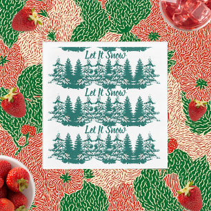 Lass es schneien Aquarell Winter Weihnachten Waldl Serviette