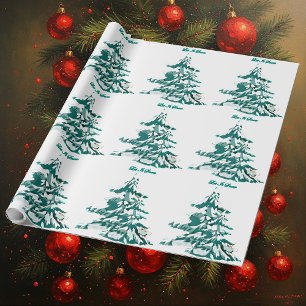 Lass es schneien Aquarell Winter Weihnachtsbaum Geschenkpapier