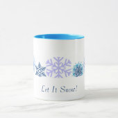 Lass es schneien | Blaue Schneeflocken Tasse (Zentrum)