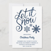 Lass es schneien | Blue Sparkle Christmas Party Ei Einladung (Vorderseite)