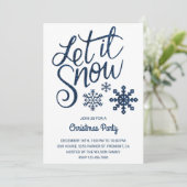 Lass es schneien | Blue Sparkle Christmas Party Ei Einladung (Stehend Vorderseite)