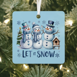 Lass es schneien Buffalo Plaid Weihnachten Familie Ornament Aus Metall