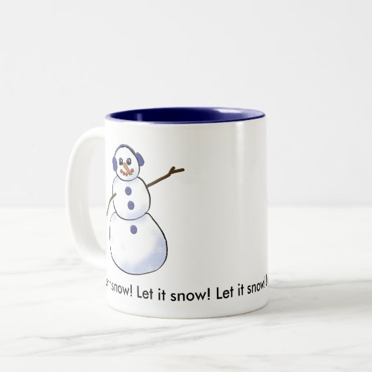 Lass es schneien! Snowman Zweifarbige Tasse (Vorderseite Links)