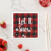 Lass es schneien Text auf Buffalo Plaid Serviette (Beispiel)
