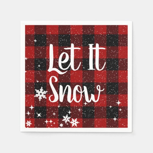 Lass es schneien Text auf Buffalo Plaid Serviette (Vorderseite)
