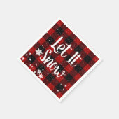 Lass es schneien Text auf Buffalo Plaid Serviette (Ecke)