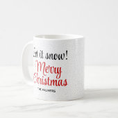 Lass es schneien Winterszene Frohe Weihnachten Kaffeetasse (Vorderseite Links)