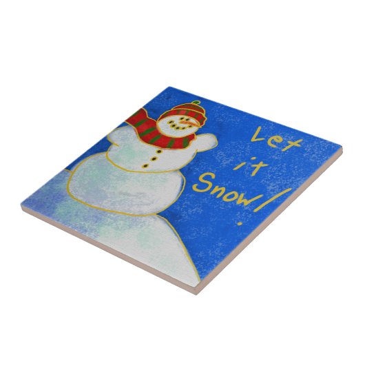 Lass es schneit! Abstrakt Art Snowman Keramik Tile Fliese (Seite)