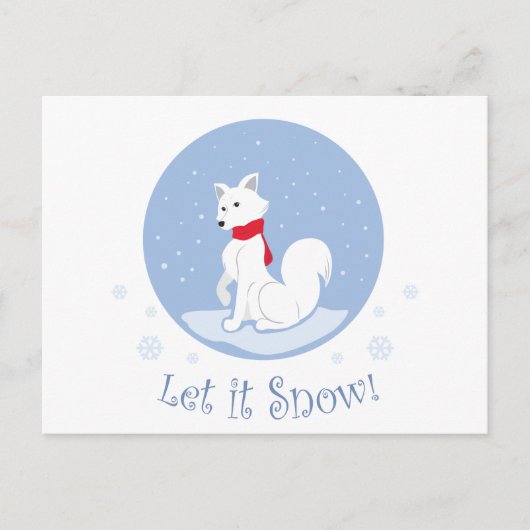 Lass es schneit! (Arctic Fox) Feiertagspostkarte (Vorderseite)